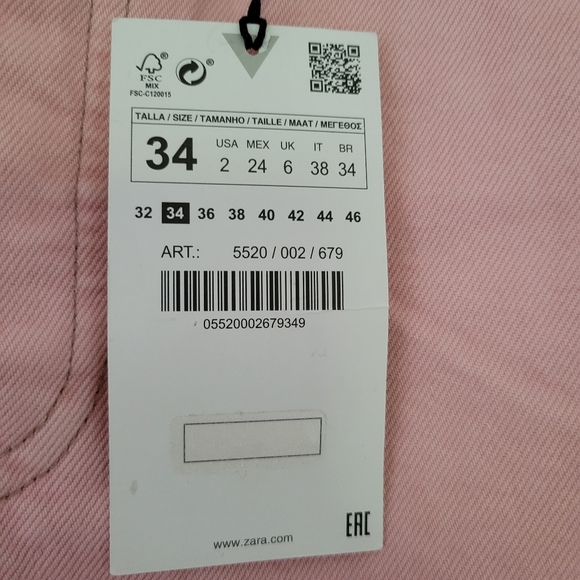 NEW Zara Pink Jean Hi Rise Shorts Fly Button Size 2 - Picture 8 of 8